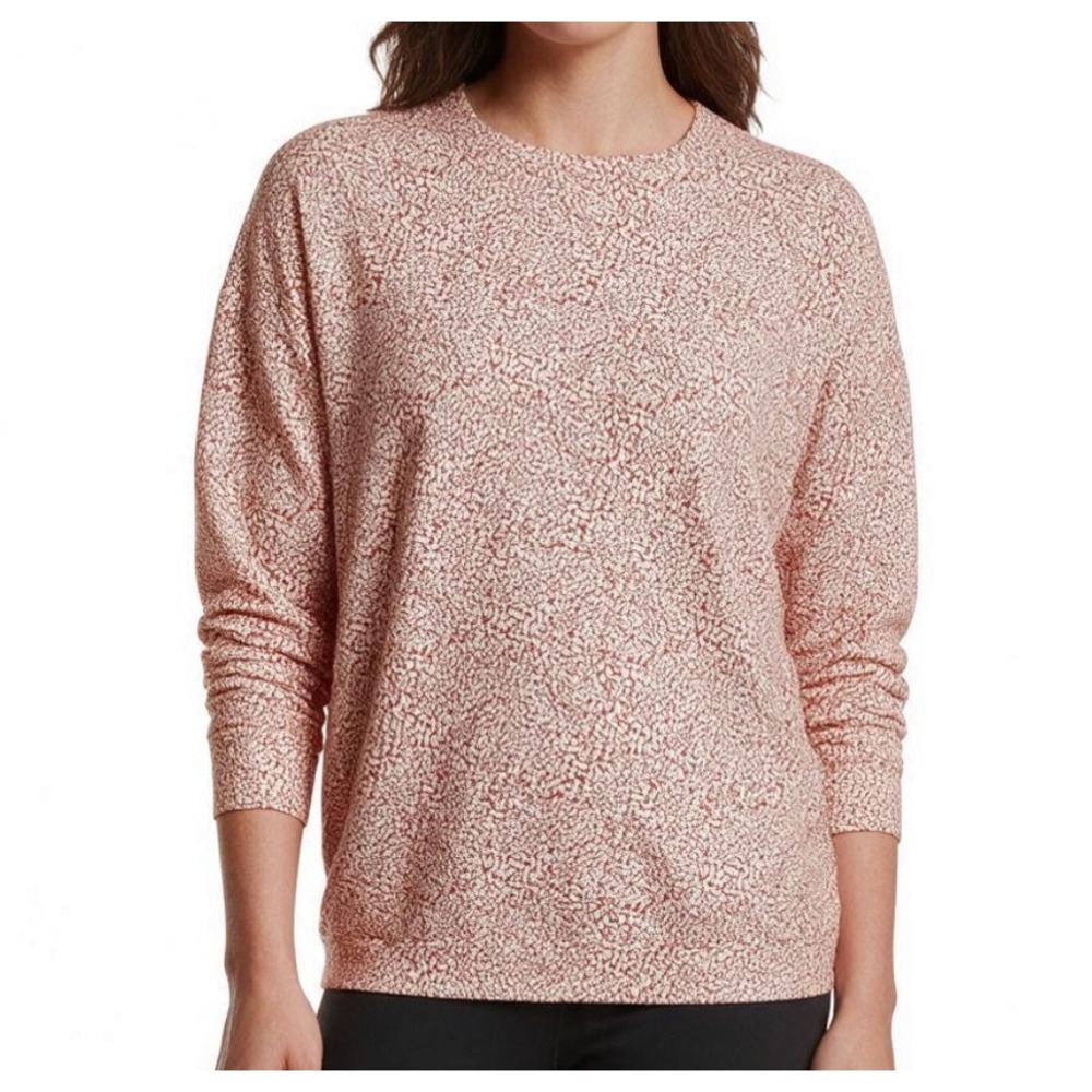 ATHLETA BALANCE PULLOVER Micro Cheetah Oxford Rust/Seasalt Top Sweatshirt S/ST